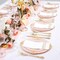 700PCS Pink and Gold Plastic Dinnerware Set – Disposable Plates, Silverware, Cups & Napkins for Wedding, Party & Events